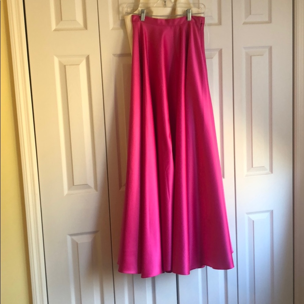 Hot pink and white two piece formal/prom dress.